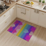 Multi-color and Patterns Rainbow Hearts Striped Area Rug