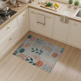 Teal and Orange Geometric Leaf Area Rug