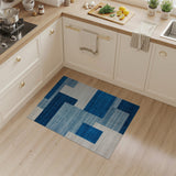Blue Block Geometric Textured Area Rug