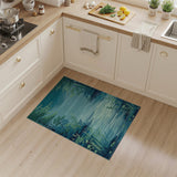 Tranquil Teal River Landscape Area Rug