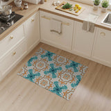 Teal Terracotta Geometric Tile Area Rug