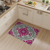 Ornate Pink Gray Persian Medallion Rug