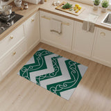Ornate Green Chevron Swirl Area Rug