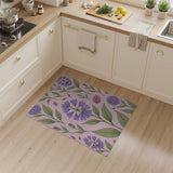 Purple Aster Floral Area Rug on Blush Pink