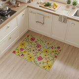Vibrant Yellow Pink Floral Area Rug