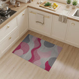 Abstract Pink Wave Area Rug