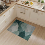 Teal Abstract Wave Abstract Area Area Rug