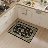 Black Gold Traditional Persian Floral Area Rug