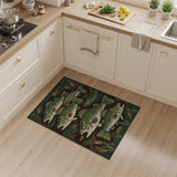 Green Largemouth Bass School Area Rug