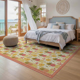 ODIKA Washable Tropical Pineapple Print Area Rug - Low Pile & Non-Slip