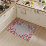Border Ornate Pink Floral Border Area Rug