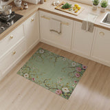 Pale Green Peony Branch Floral Rug