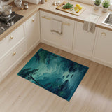 Misty Teal Forest Valley River Area Rug