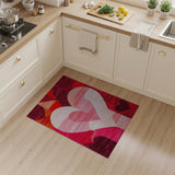 Red Layered Red Hearts Geometric Area Rug