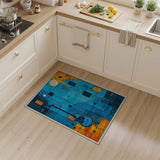 Geometric Blue Guitar Moon Rug
