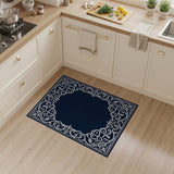 Blue and Teal Traditional Persian Navy Ornate Floral Border Area Rug