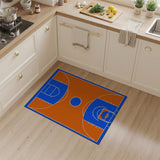 Washable Basketball Court Area Rug - Orange & Blue Low Pile Non-Slip