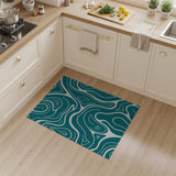 Abstract Area Teal Fluid Wave Abstract Area Rug