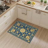 Blue Gold Floral Persian Area Rug