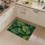 Boho Chic Vibrant Monstera Leaves Green Area Rug