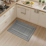 Modern Grey Striped Framed Area Rug