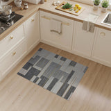 Modern Grey Geometric Block Area Rug with Gold Accents