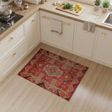 Red Vibrant Red Southwestern Geometric Area Rug