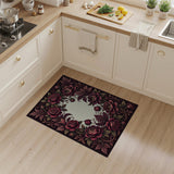 Deep Red Rose Peony Floral Area Rug