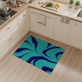 Abstract Area Teal Blue Abstract Wave Area Rug