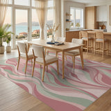 Pink Blush Pink Wave Area Rug