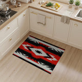 Bold Red Black White Southwestern Geometric Rug