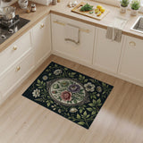 Vintage Floral Oval Frame Area Rug