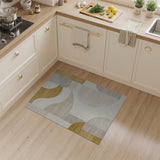 Gold Beige Abstract Geometric Area Rug