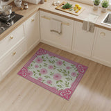 Ornate Pink Roses Floral Vintage Rug