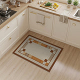 Geometric Tan Brown Border Area Rug