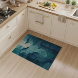 Teal Blue Whale Sharks Ocean Waves Rug