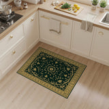Traditional Persian Emerald Green Gold Ornate Floral Area Rug