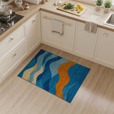 Blue Teal Ocean Wave Abstract Area Rug
