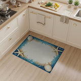 Coastal Starfish Seashell Border Area Rug