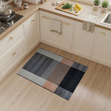 Modern Geometric Striped Area Rug Black Grey Coral
