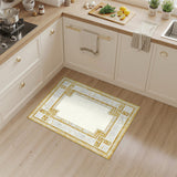 Geometric Modern Gold and Silver Gold Greek Key Marble Area Rug