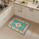 Teal Floral Vintage Persian Area Rug