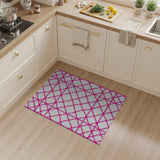 Bold Pink Geometric Grid Area Rug