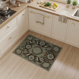 Ornate White Rose Baroque Frame Rug
