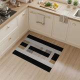 ODIKA Modern Washable Geometric Area Rug - Black & Tan Low Pile Non-Slip Carpet