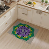 Purple Mandala Green Leaf Area Rug