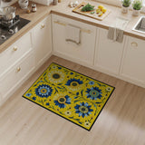 Vibrant Yellow Sunflower Blue Petal Area Rug