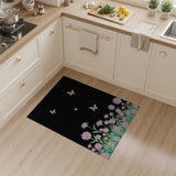 Vibrant Pink Daisy Meadow with Butterflies Rug