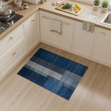 Modern Blue Grey Striped Geometric Area Rug