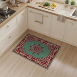 Teal Persian Medallion Area Rug with Red Border
